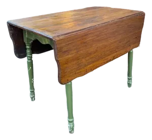 Early 20th Century American Country Rustic Green Painted Drop Leaf Dining Table