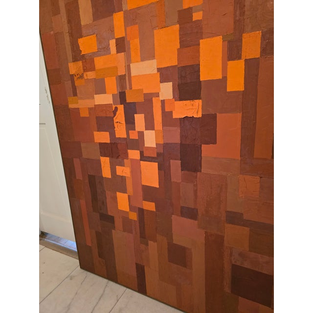 Vintage Mid Century Modern Large Signed Abstract Painting For Sale - Image 4 of 10