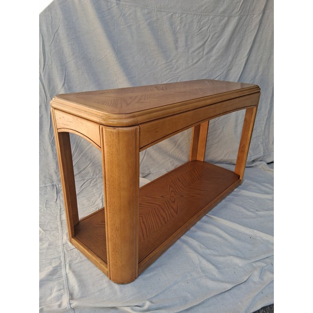 Postmodern 2-Tiered Oak Console / SofaTable For Sale - Image 12 of 12