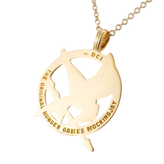 18k Yellow Gold Diamond “The Original Hunger Games Mockingjay” Pendant Necklace For Sale - Image 4 of 7