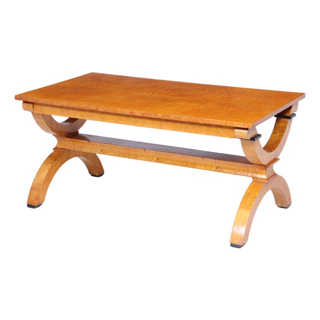 Art Deco Sycamore and Karelian Birch Coffee Table, 1950 For Sale