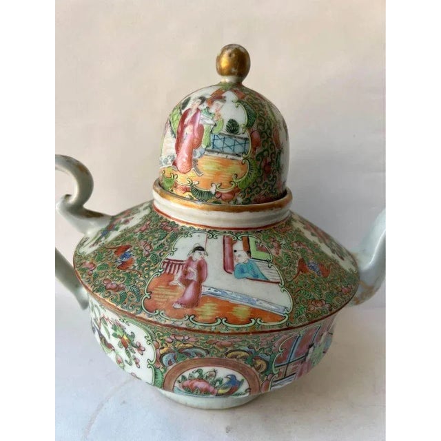 19th Century Antique Rose Medallion Teapot For Sale - Image 12 of 13