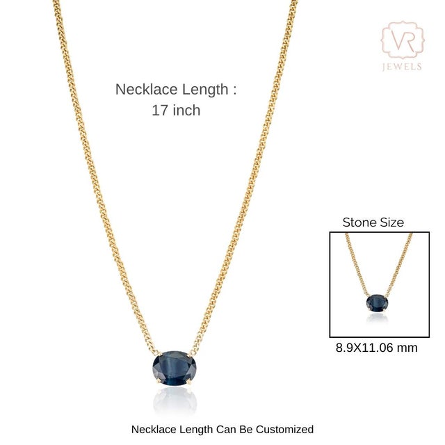 4.33ct DeepBlue Sapphire Early 20th Century Necklace With 14k Solid Gold Curb Chain For Sale - Image 12 of 17