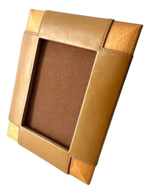 Leather and Wood Picture Frame in the Style of Ralph Lauren