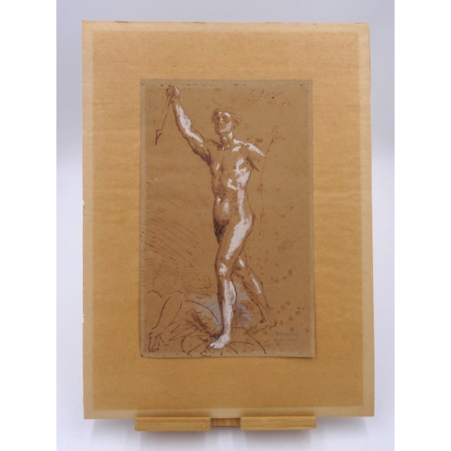 Théodore Chassériau, Preparatory Drawing, 1850s, Chalk & Pencil on Paper For Sale - Image 12 of 12