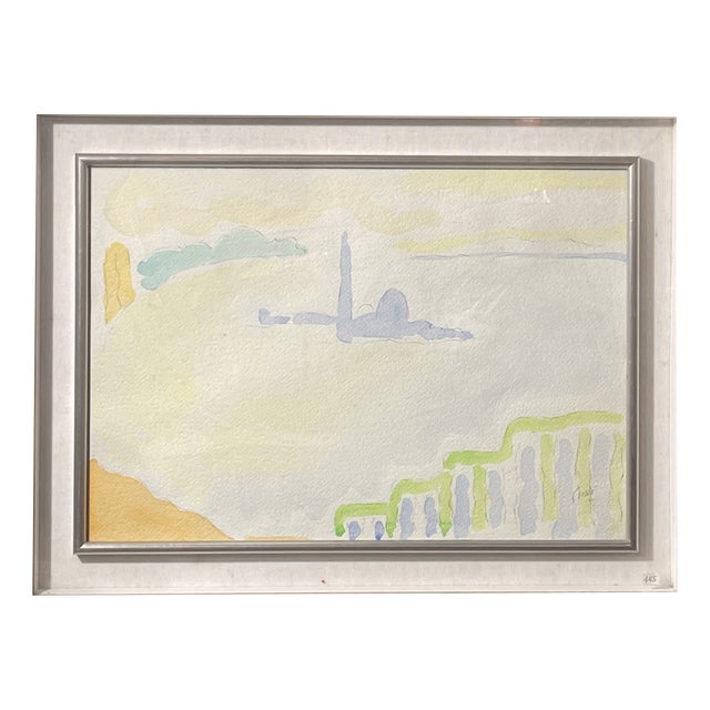 Virgilio Guidi, St. Mark's Basin, 20th Century, Watercolor, Framed For Sale