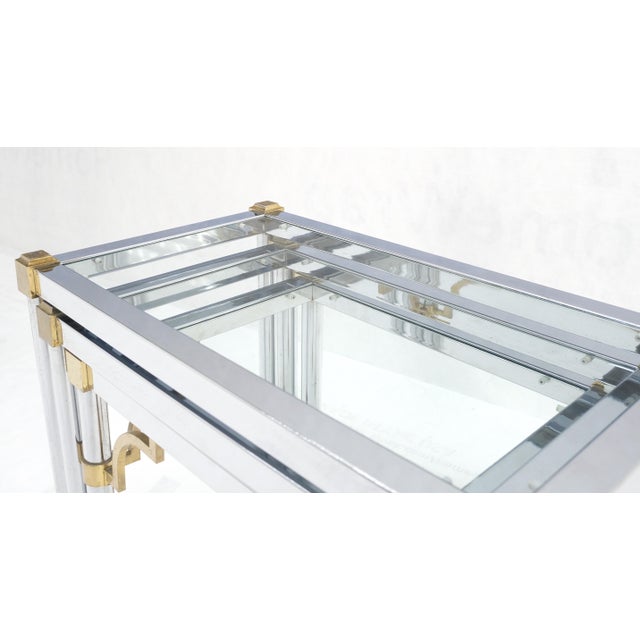 Set of 3 Chrome & Brass Glass Tops End Nesting Side Lamp Tables MINT For Sale - Image 6 of 15