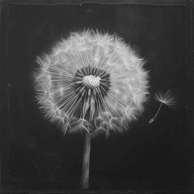 Dandelion No. 1 — Black and White Botanical Print After an Original 1950s Mezzotint, Unframed For Sale - Image 4 of 4