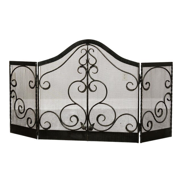 Quality Hand Iron Tri Fold Fireplace Screen Chairish