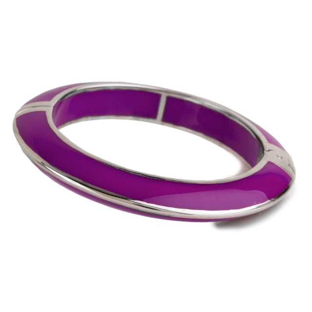 Miriam Salat Candy Violet Resin Sterling Silver Bangle For Sale - Image 13 of 18