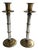Maitland Smith Brass and Chrome Bamboo Style Tall Candlesticks-A Pair For Sale
