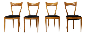 Chair in Beech and Blue Velvet