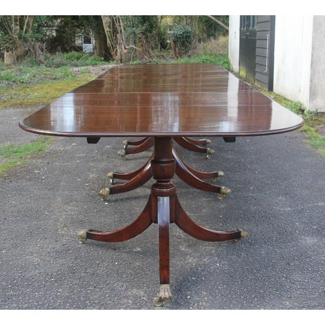 Large Early 20th Century Mahogany Four-Pedestal Dining Table, 1920s For Sale - Image 3 of 11