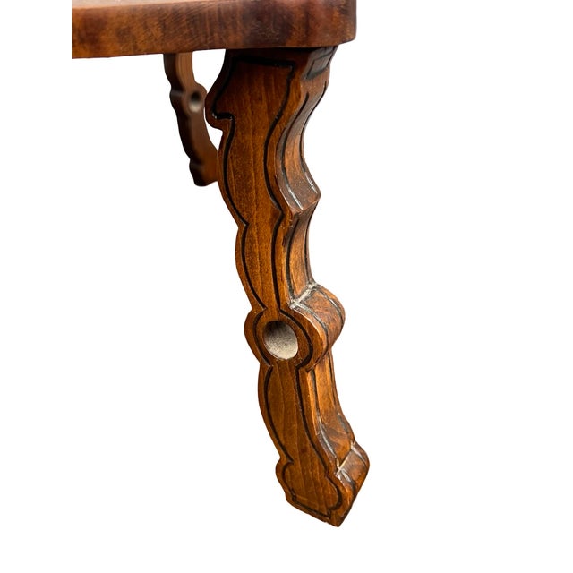 French Art Nouveau Two-Tier Walnut Tea Table With Hand-Carved Floral Decoration, Circa 1890 For Sale - Image 12 of 12