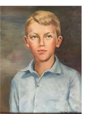 1950s Portrait of Young Boy Oil Painting