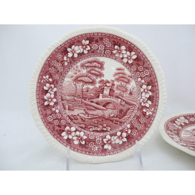 Farmhouse Copeland Spode Tower Pink Pastoral 7 3/4" Salad Plate Set of 5 For Sale - Image 3 of 10