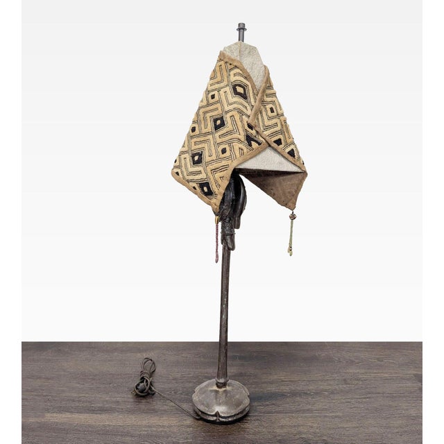 Tribal Unique Tribal Table Lamp With Patterned Shade and Decorative Base For Sale - Image 3 of 10