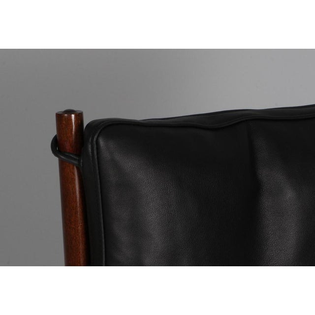 Black Colonial Lounge Chairs and Ottoman by Ole Wanscher, Set of 3 For Sale - Image 8 of 10