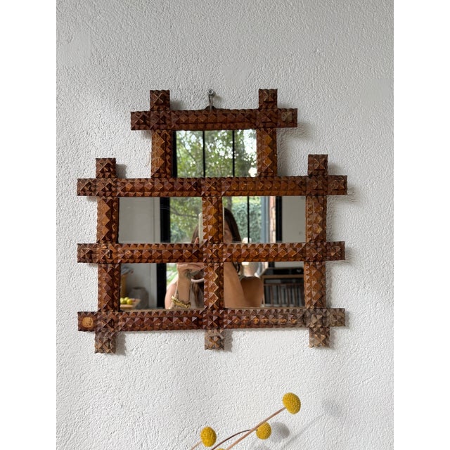 Tramp Art Mirror Frames, 1890s, Set of 2 For Sale - Image 9 of 18