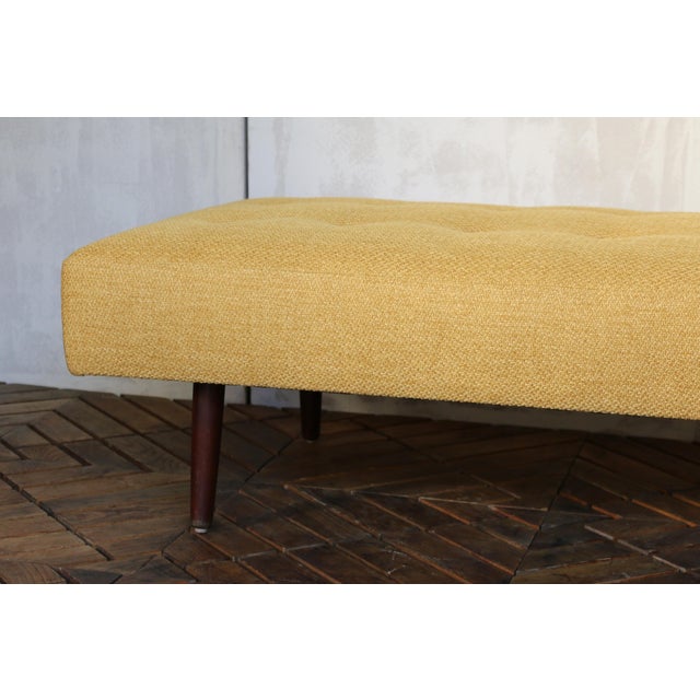 Mustard Mid-Century Modern Danish Reupholstered Bench — 1960s For Sale - Image 8 of 18