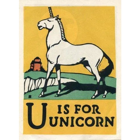 This unique, colorful lithograph is from a 1920s children's picture book that used animal themes to teach the letters of...