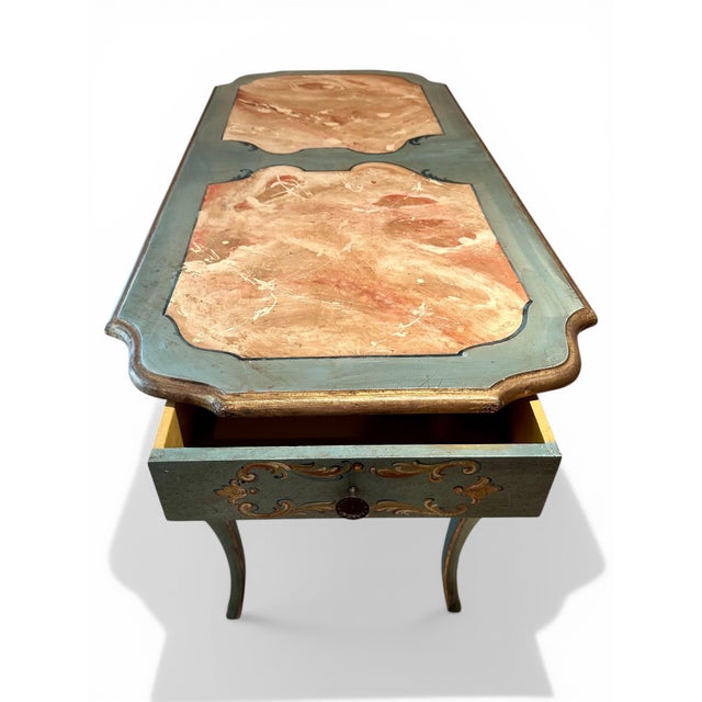 Early 20th Century Vintage Bavarian Baroque Style Hand Painted Table Writing Desk For Sale - Image 5 of 18