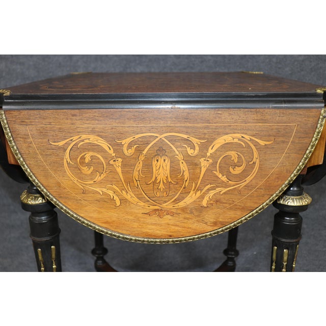 Wood 19th C Edwardian Flip Top Napkin Ebonized CardTable For Sale - Image 7 of 12