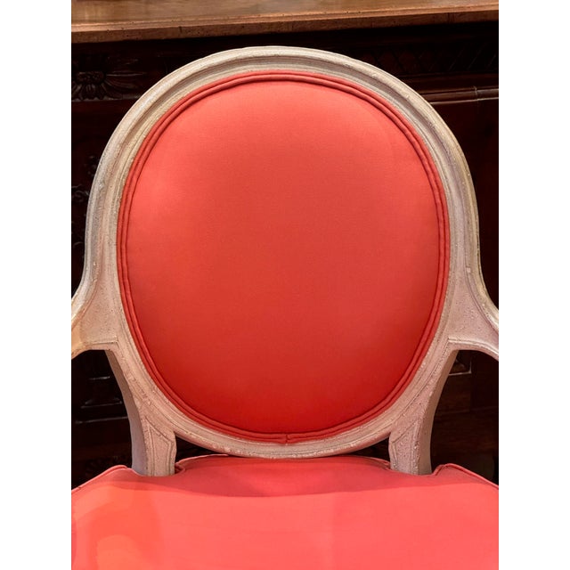 Pair of Vintage Painted French Armchairs With Oval Backs For Sale - Image 6 of 9