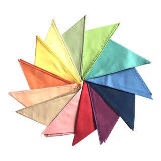 1960s Rainbow Cloth Cocktail Napkins - Set of 13 For Sale