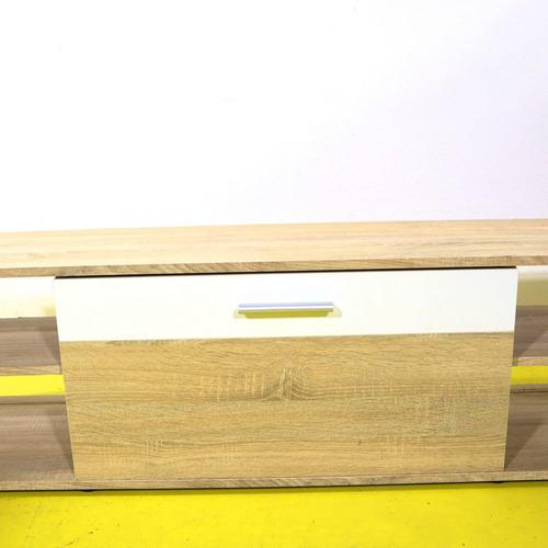 TV Stand in Chipboard with Oak Effect and White Door