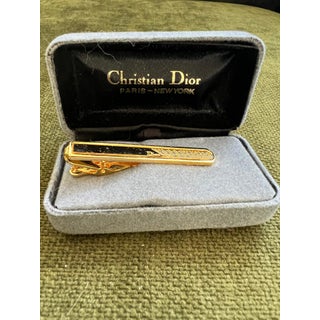Rare Monsiuer Vintage Christian Dior Gold Plate Tie Clip In Original Case For Sale