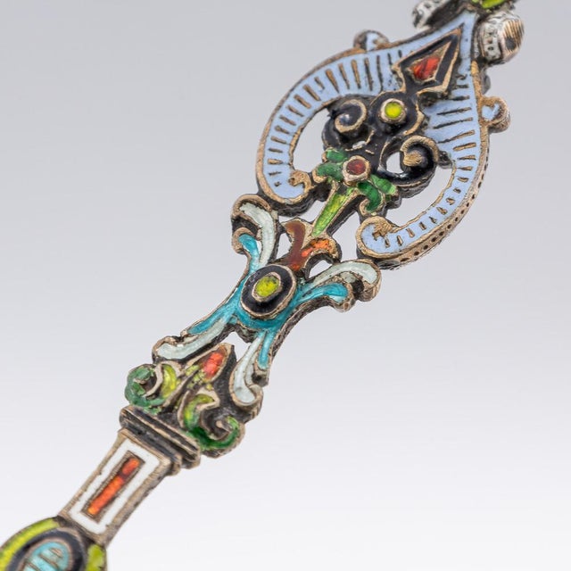 Antique 19th Century Austrian Silver, Enamel & Rock Crystal Spoons, 1880s, Set of 3 For Sale - Image 14 of 18