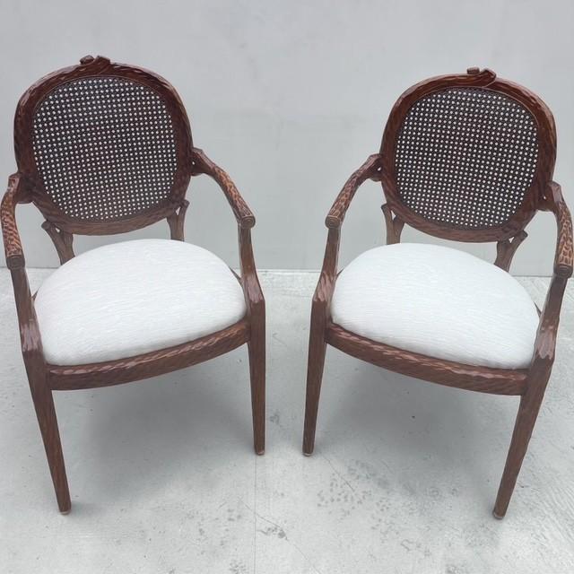 1970s Restored French Provincial Cane Back Armchairs – Pair For Sale - Image 12 of 18