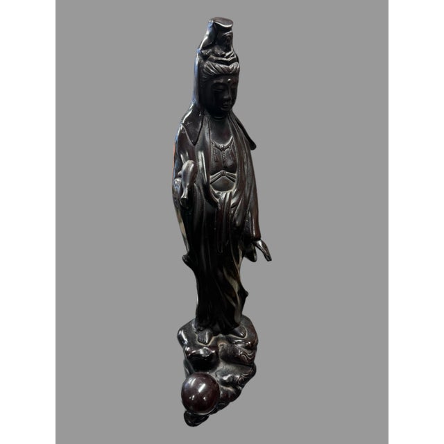 Antique Oriental Bronze 24" Figural Statue Sculpture of a Lady In very nice original condition showing some typical age-...