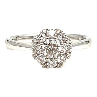 0.72 Ct Cluster Diamond Ring Size 7.5 For Sale