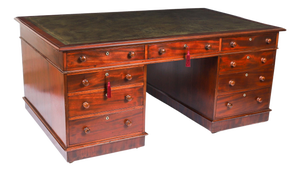 Antique Victorian Flame Mahogany Desk, 1800s