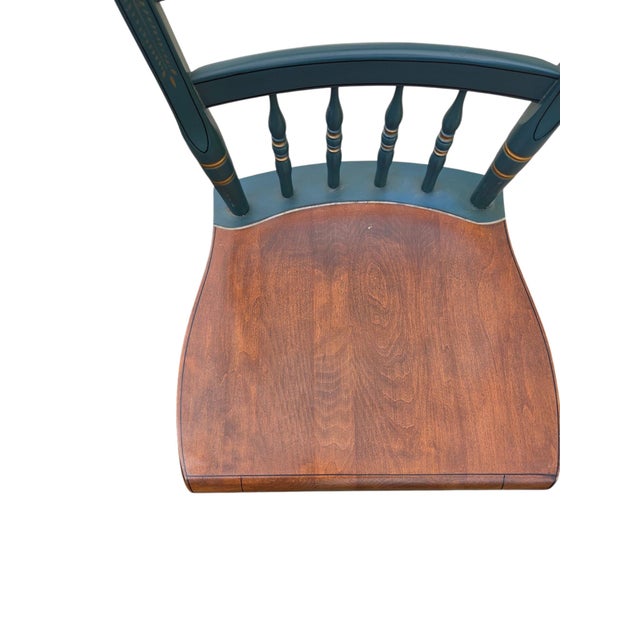 Hitchcock Pair of Vintage L Hitchcock Plank Bottom Dining Side Chairs Paint Decorated For Sale - Image 4 of 16