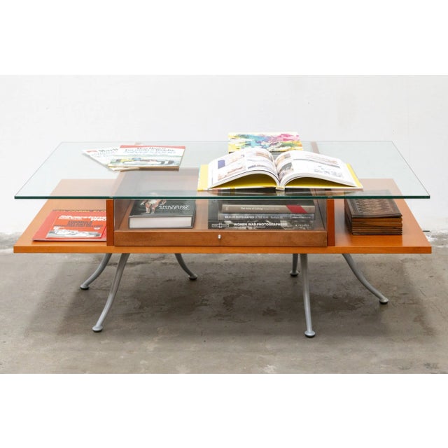 Wood and Glass Coffee Table with Noticeboard Drawer, 2000s For Sale - Image 12 of 13