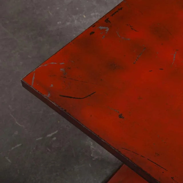 Red French Tolix Outdoor Dining Table, 1950s For Sale - Image 8 of 14