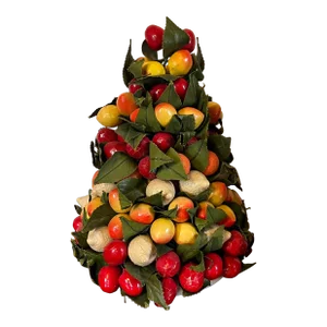 Table Top Christmas Tree Made of Millinery Fruit Circa 1950's