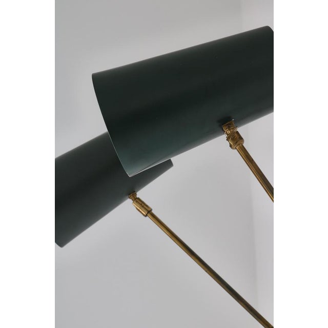 Scandinavian Modern Brass Lamps with Green Shades attributed to T.H. Valentiner, 1960s, Set of 2 For Sale - Image 12 of 18