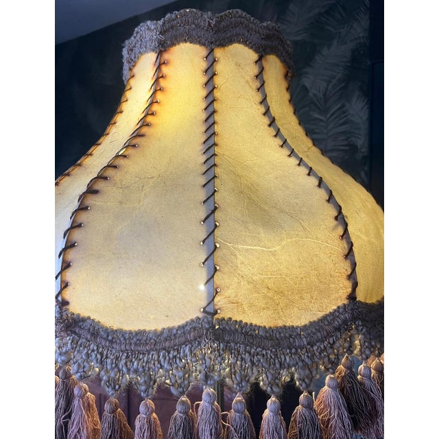 Beige Mid-Century Neoclassical Brass Floor Lamp with Lion's Feet and Leather Shade, 1950s-1960s For Sale - Image 8 of 11