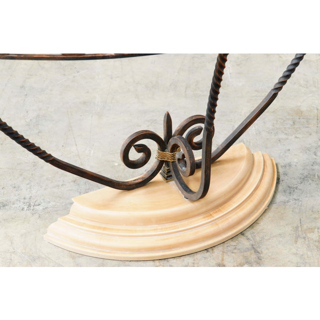 Tan Console Table in Patinated Iron and Crystal For Sale - Image 8 of 14
