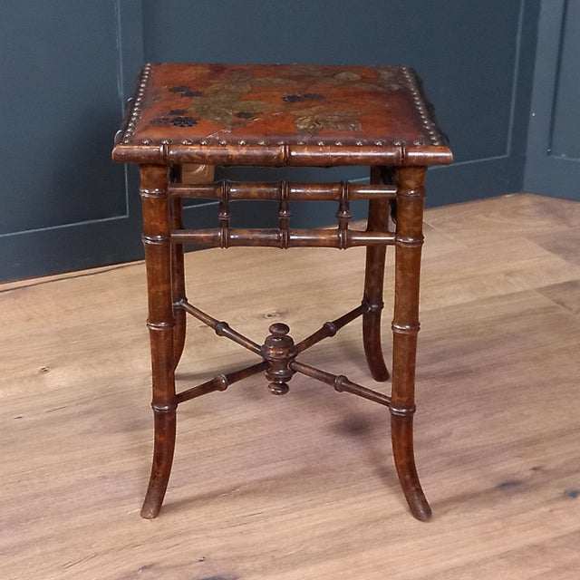 Brown Art Nouveau Stool by George Hulbe, 1880 For Sale - Image 8 of 15
