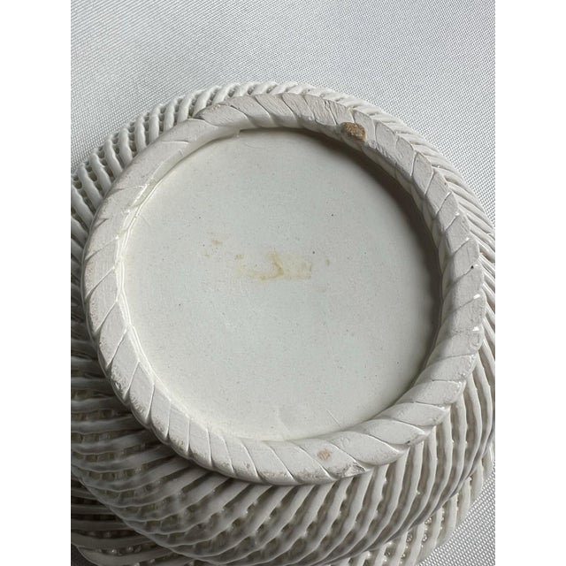 Mid 20th Century Bowl Irish Porcelain Woven Basket Flowers Porcelain Belleek Style Unmarked Vtg. For Sale - Image 14 of 18