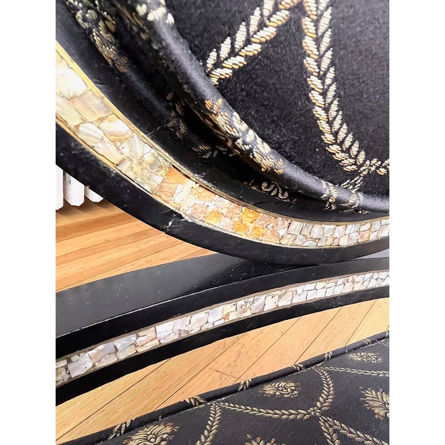 Ebony Antique Ebony Chair With Mother of Pearl Inlay -Set of 2 For Sale - Image 8 of 10