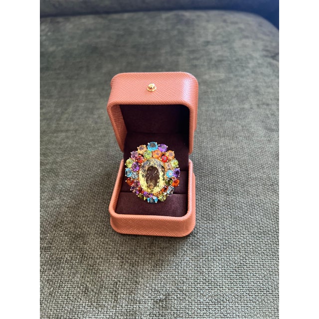 Bochic "Orient" Vintage Amethyst, Lemon Quartz & Citrine Ring Set In 18K Gold & Silver For Sale - Image 9 of 18