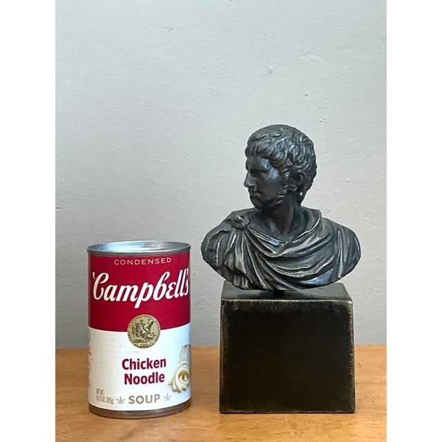 Vintage Roman Emperor Bust on Plinth For Sale - Image 9 of 12