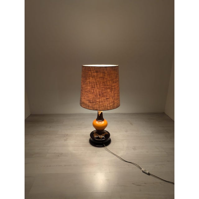 Brown Fat Lava Ceramic Table Lamp, 1970s For Sale - Image 8 of 12