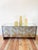 Vintage 1970s Ello Credenza Cabinet sleek mid century modern design 5 doors, 2 are bi-fold mirrored top brushed metal at...